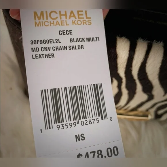 Michael Kors Cece Medium Logo Mixed-Media Convertible Black & Red Studded Bag - Picture 8 of 15